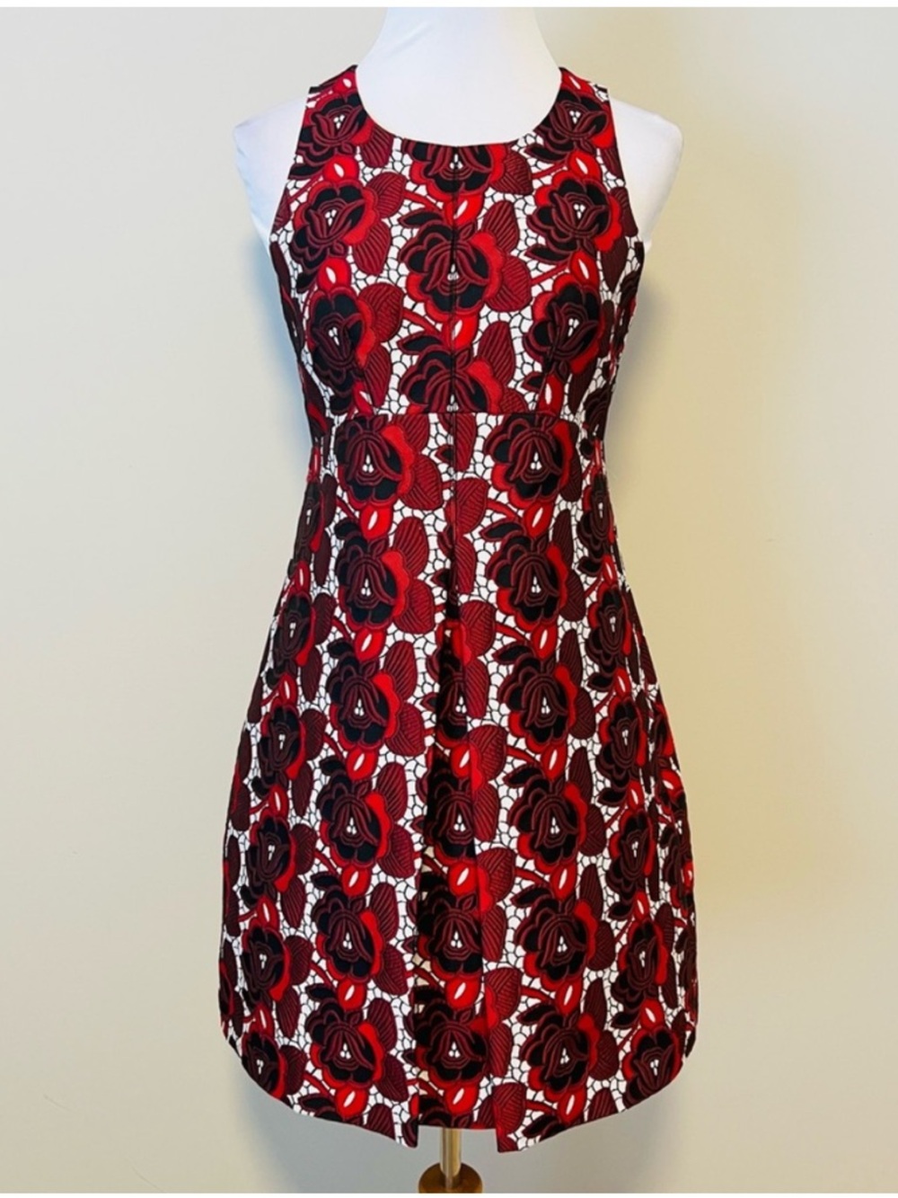 RACHEL Rachel Roy Red and Black Floral Lace Mini Dress